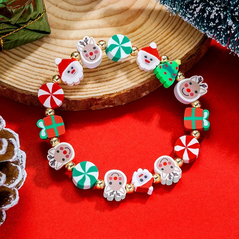 Ceramic Link Bracelet - Pulsera de cerámica blanda navideña de