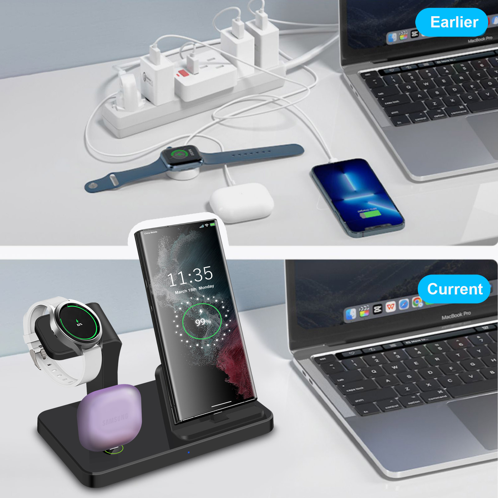 Base de Carga Inalámbrica 3 en - Wireless Charger Watch reseña y precio