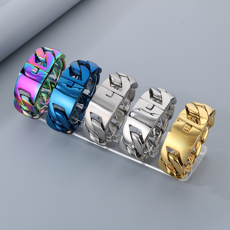 Pulsera cubana de acero inoxid - Ceramic Link Bracelet reseña y precio